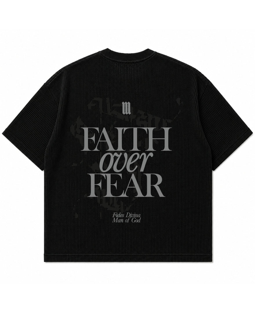 Faith Over Fear Half Sleeve Ribbed Waffle Tee