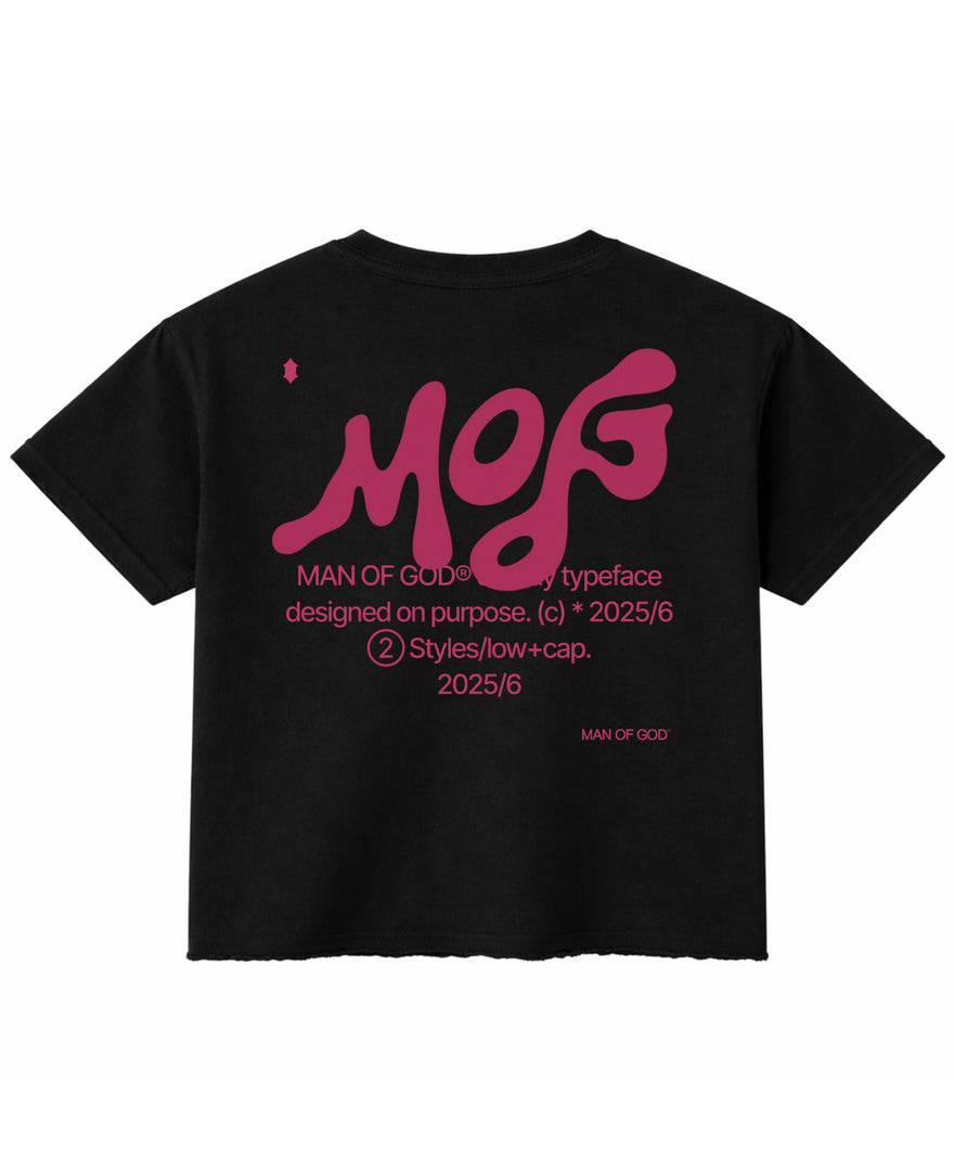 Typeface Unstiched Hem Cropped Boxy Tee