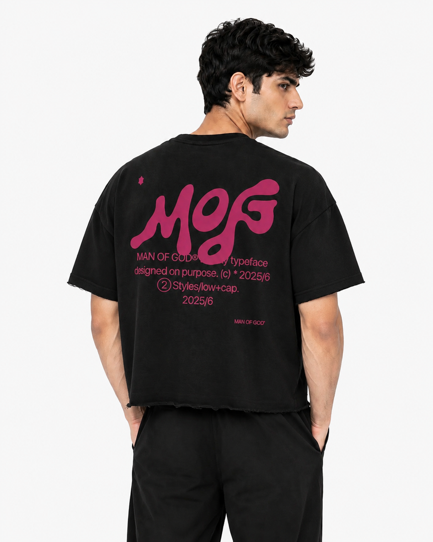 Typeface Unstiched Hem Cropped Boxy Tee