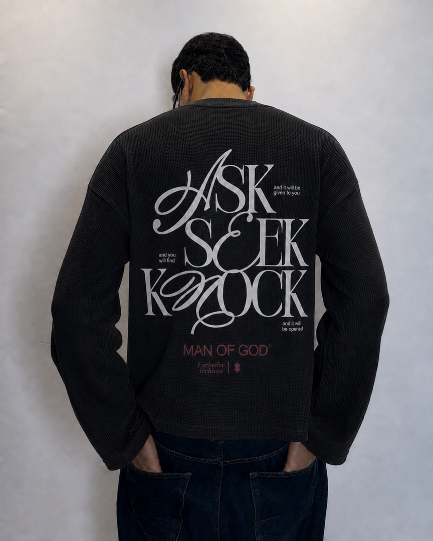 Knock Waffle Knit Tee- Black