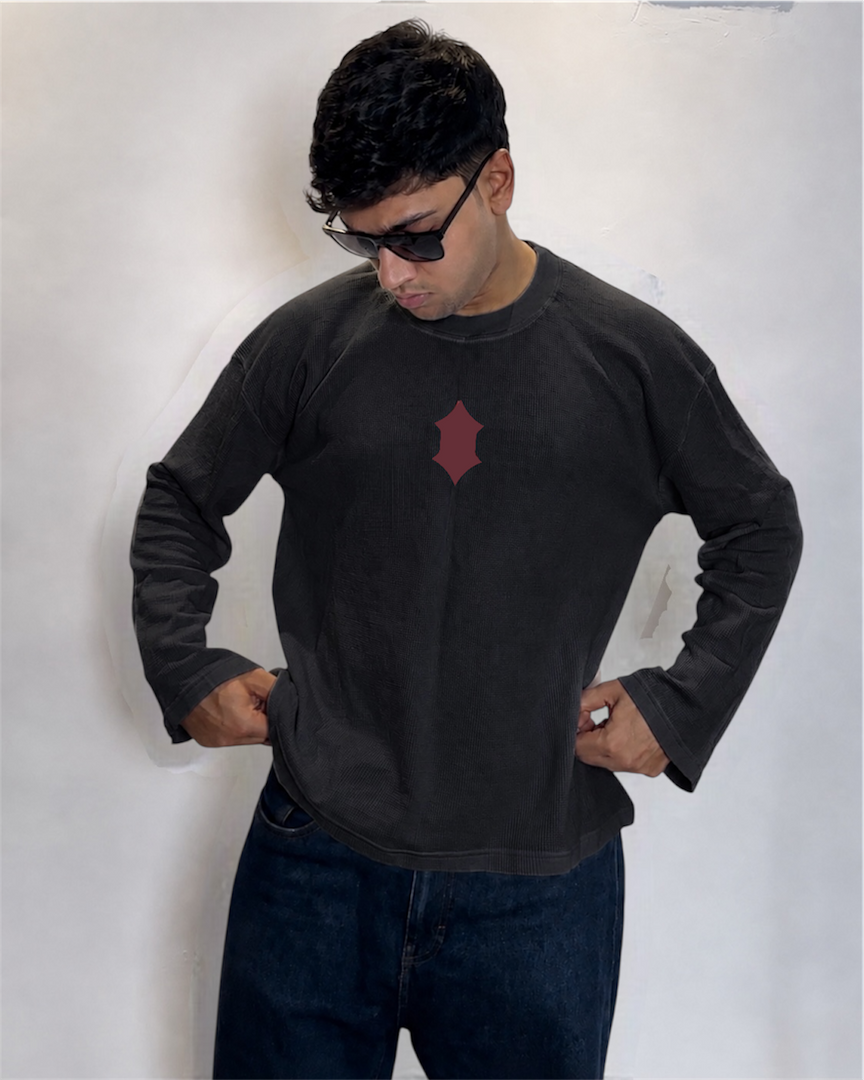 Knock Waffle Knit Tee- Black