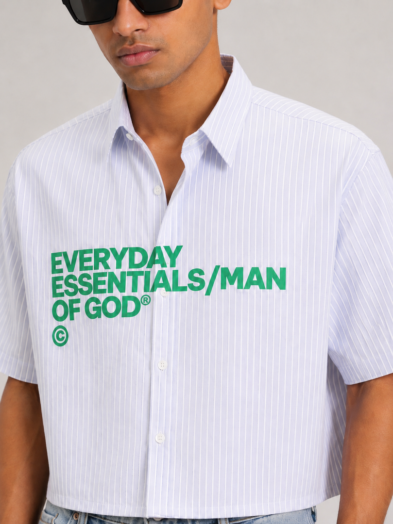 Everyday Essentials- Blue Striped Oxford Boxy Shirt